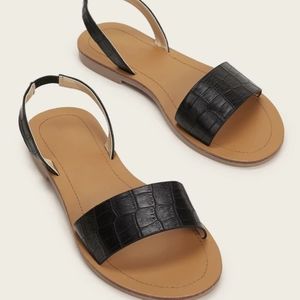 Crocodile Embossed Slingback Sandals